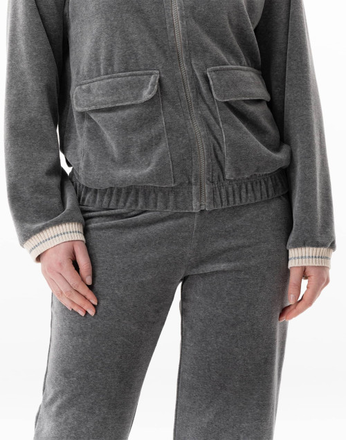 Ensemble homewear zippé en velours COUNTRY Anthracite Chine