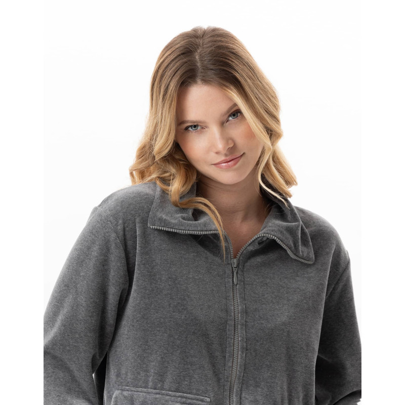 Ensemble homewear zippé en velours COUNTRY Anthracite Chine | Lingerie le Chat Ensemble homewear zippé en velours COUNTRY Anthracite Chine | Lingerie le Chat