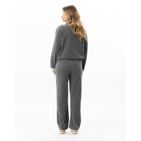 Ensemble homewear zippé en velours COUNTRY Anthracite Chine | Lingerie le Chat