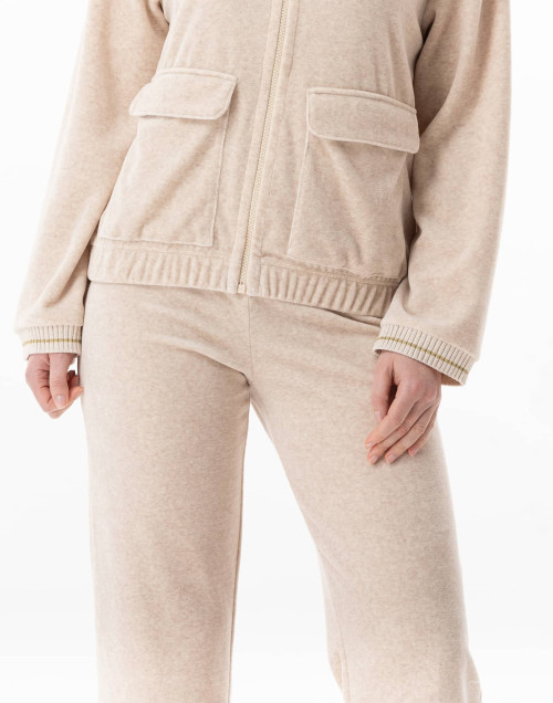 Ensemble homewear zippé en velours COUNTRY Beige Chine