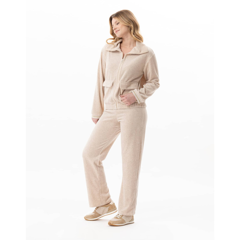 Ensemble homewear zippé en velours COUNTRY Beige Chine | Lingerie le Chat Ensemble homewear zippé en velours COUNTRY Beige Chine | Lingerie le Chat