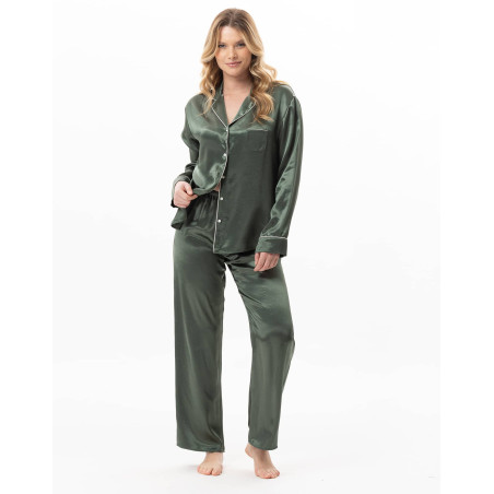 Pyjama boutonné en viscose DARCY Lichen | Lingerie le Chat