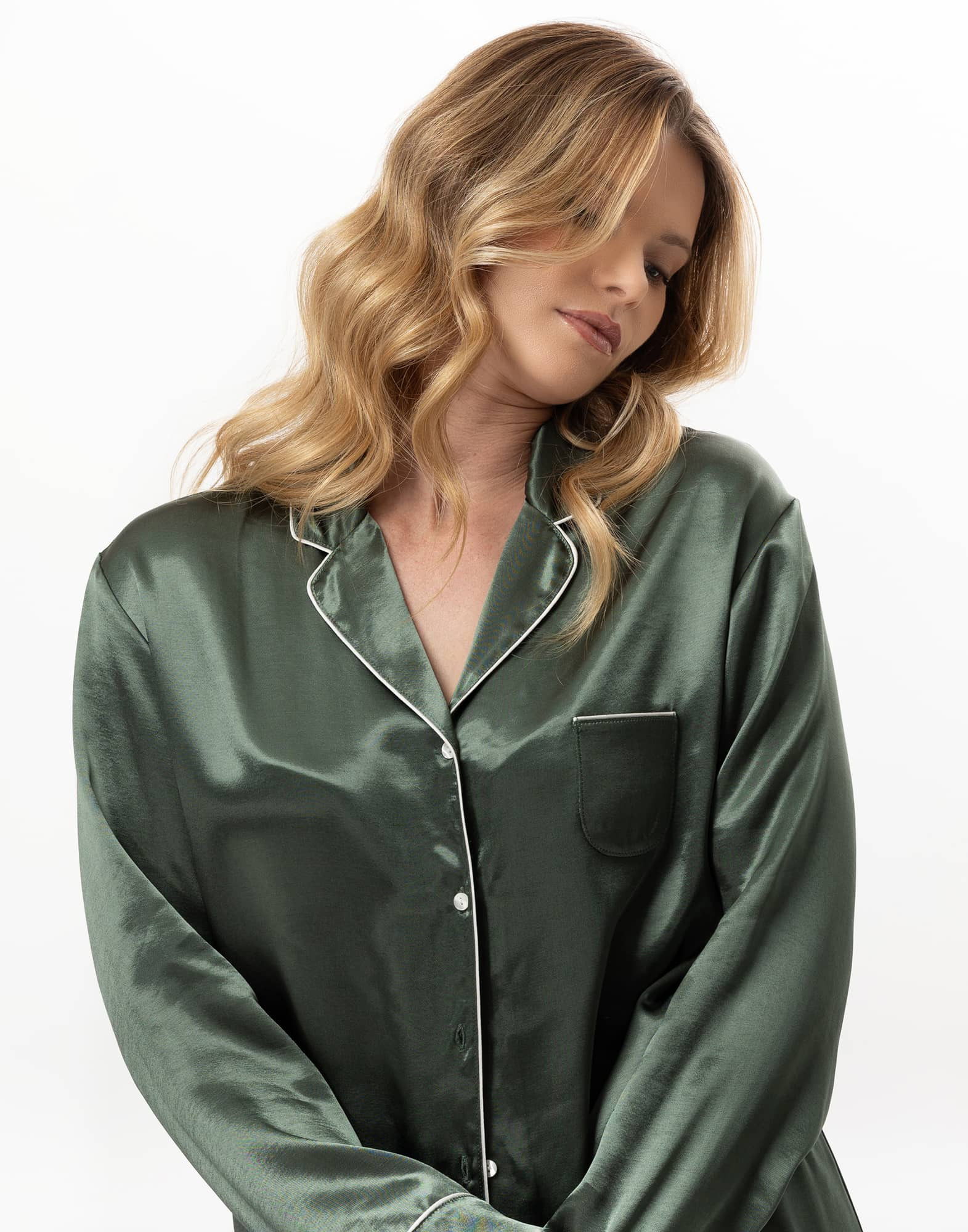 Pyjama boutonné en viscose DARCY Lichen | Lingerie le Chat