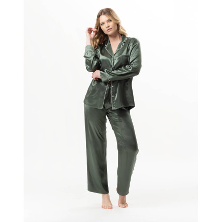 Pyjama boutonné en viscose DARCY Lichen | Lingerie le Chat