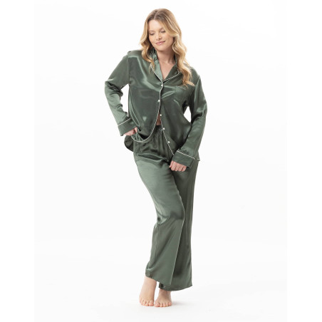 Pyjama boutonné en viscose DARCY Lichen | Lingerie le Chat