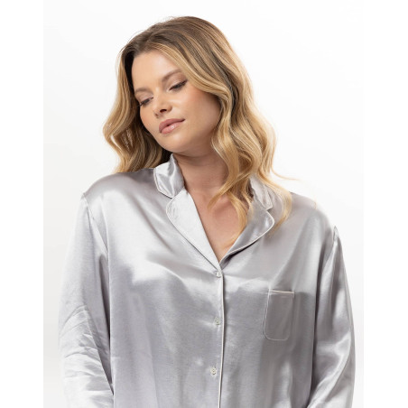 Pyjama boutonné en viscose DARCY Perle | Lingerie le Chat