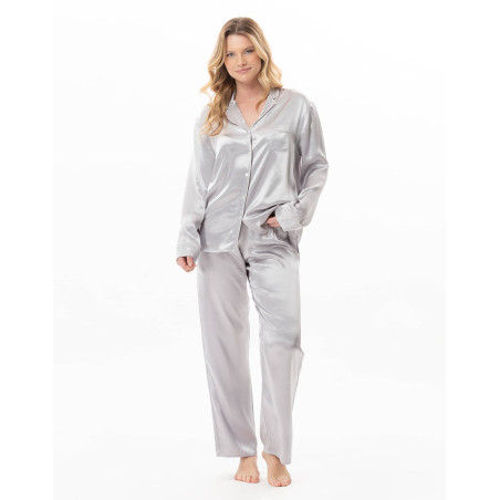 Pyjama boutonné en viscose DARCY Perle | Lingerie le Chat