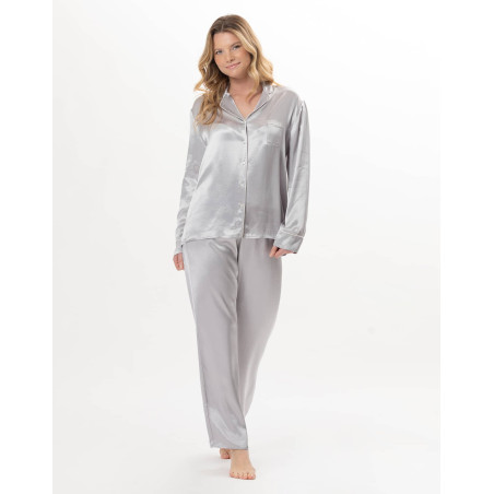 Pyjama boutonné en viscose DARCY Perle | Lingerie le Chat