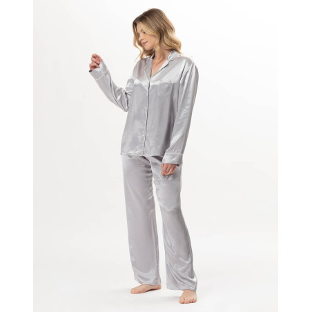 Pyjama boutonné en viscose DARCY Perle | Lingerie le Chat