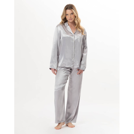 Pyjama boutonné en viscose DARCY Perle | Lingerie le Chat