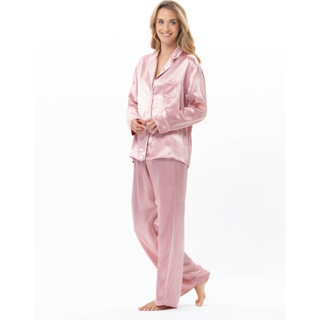 Pyjama boutoné en viscose DARCY Rose | Lingerie le Chat