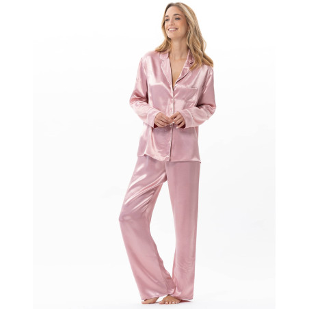 Pyjama boutoné en viscose DARCY Rose | Lingerie le Chat