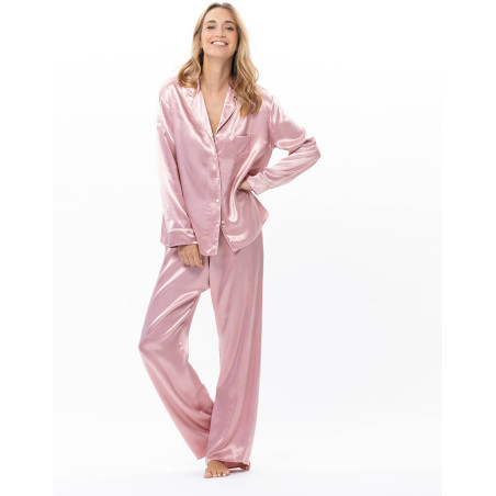 Pyjama boutoné en viscose DARCY Rose | Lingerie le Chat