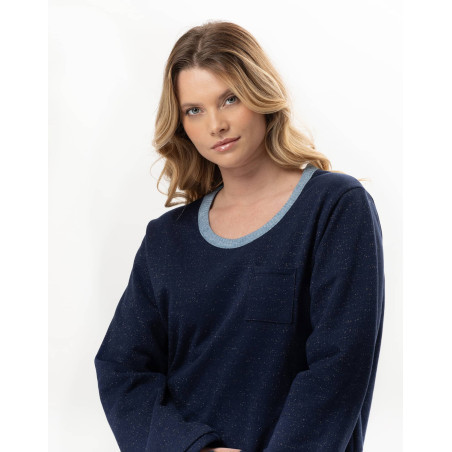Ensemble homewear en molleton lurex ECLAT Marine | Lingerie le Chat