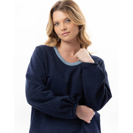 Ensemble homewear en molleton lurex ECLAT Marine | Lingerie le Chat