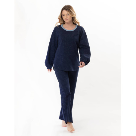 Ensemble homewear en molleton lurex ECLAT Marine | Lingerie le Chat