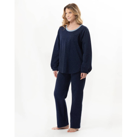 Ensemble homewear en molleton lurex ECLAT Marine | Lingerie le Chat