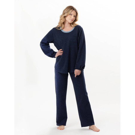 Ensemble homewear en molleton lurex ECLAT Marine | Lingerie le Chat
