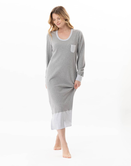 Long cotton nightdress FLOCON China Grey