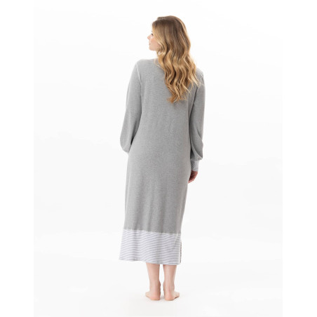 Long cotton nightdress FLOCON China Grey | Lingerie le Chat