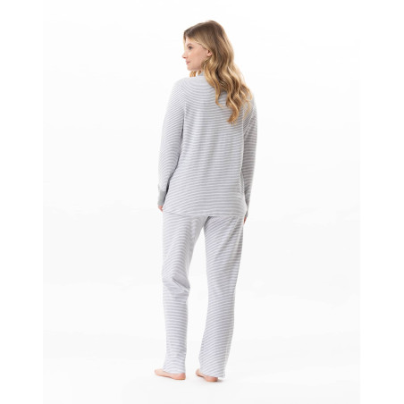 Cotton button-down pyjamas FLOCON China grey | Lingerie le Chat