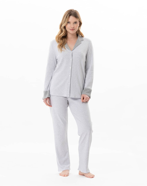 Cotton button-down pyjamas FLOCON China grey