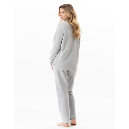 Ensemble homewear boutonné en micropolaire FLOCON Gris Chine | Lingerie le Chat