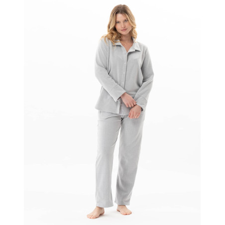 Microfleece button-down homewear set FLOCON China Grey | Lingerie le Chat