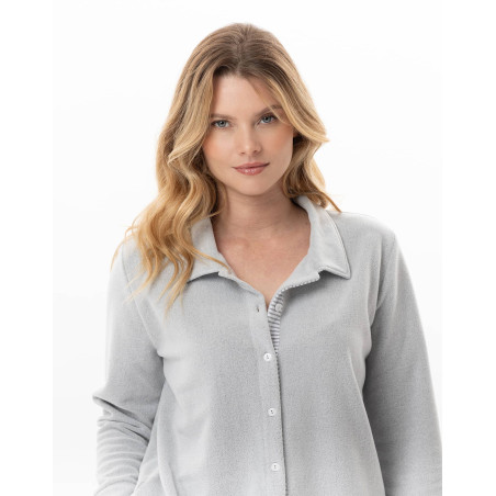 Ensemble homewear boutonné en micropolaire FLOCON Gris Chine | Lingerie le Chat