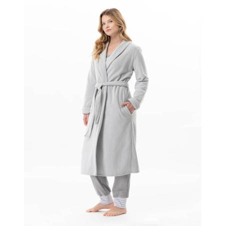 Microfleece dressing gown FLOCON Grey China | Lingerie le Chat