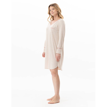 Chemise de nuit en coton modal KELLY Beige Chine | Lingerie le Chat