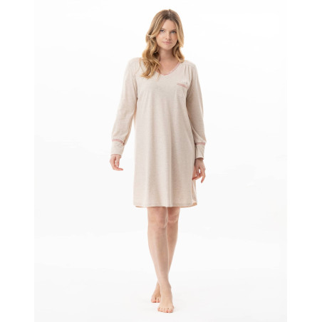 Chemise de nuit en coton modal KELLY Beige Chine | Lingerie le Chat
