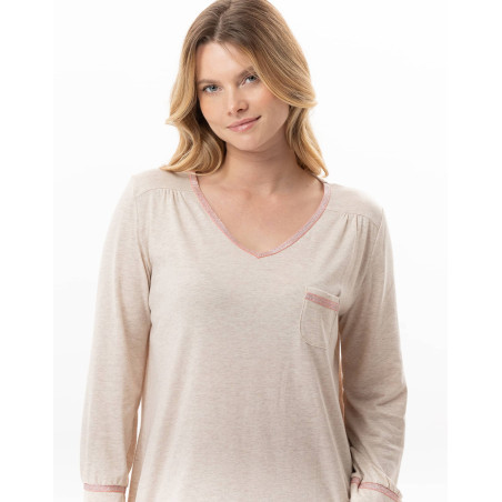Chemise de nuit en coton modal KELLY Beige Chine | Lingerie le Chat