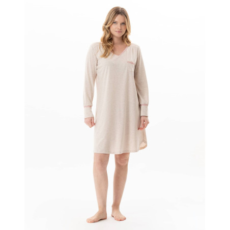 Chemise de nuit en coton modal KELLY Beige Chine | Lingerie le Chat