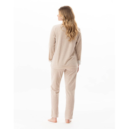 Pyjama en velours KELLY Beige Chine | Lingerie le Chat