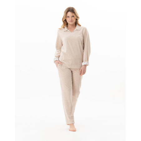 Pyjama en velours KELLY Beige Chine | Lingerie le Chat