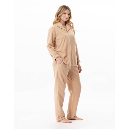Ensemble homewear en micropolaire LINETTE Caramel | Lingerie le Chat