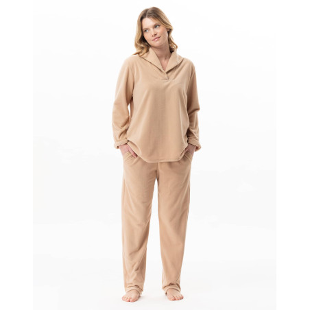 Ensemble homewear en micropolaire LINETTE Caramel | Lingerie le Chat