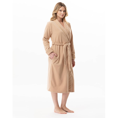 Peignoir en micropolaire LINETTE Caramel | Lingerie le Chat