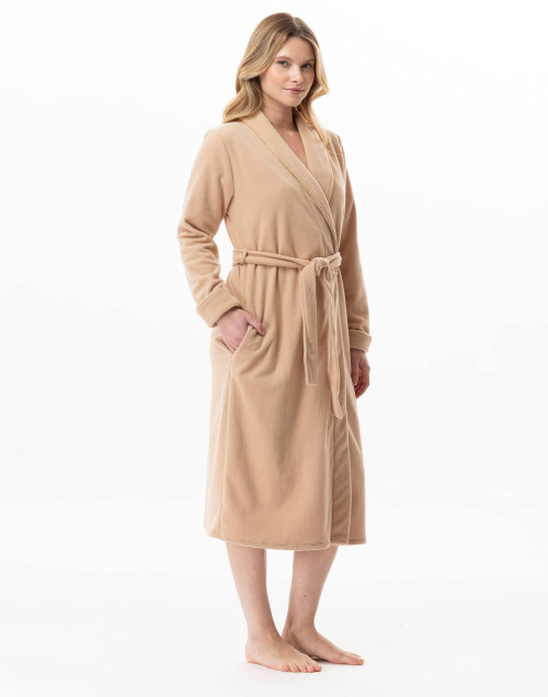 Microfleece dressing gown LINETTE Caramel