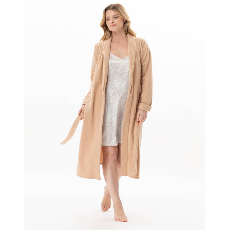 Peignoir en micropolaire LINETTE Caramel | Lingerie le Chat