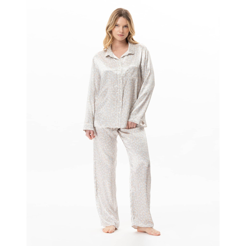 Pyjama boutonné en viscose LINETTE Multicolore | Lingerie le Chat Pyjama boutonné en viscose LINETTE Multicolore | Lingerie le Chat