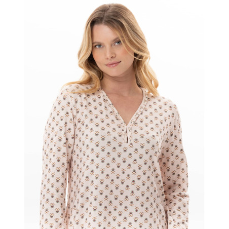 Modal cotton long nightdress TEA TIME Multicolor | Lingerie le Chat