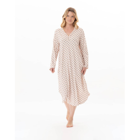 Modal cotton long nightdress TEA TIME Multicolor | Lingerie le Chat