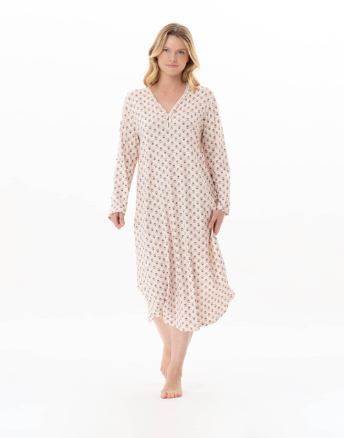 Modal cotton long nightdress TEA TIME Multicolor