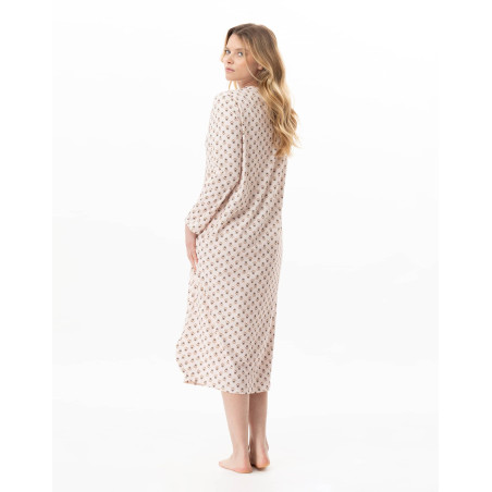 Modal cotton long nightdress TEA TIME Multicolor | Lingerie le Chat