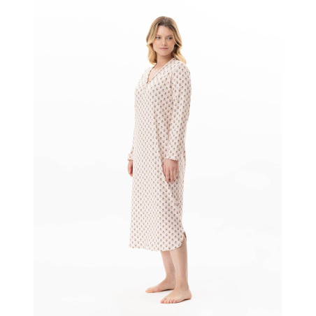 Modal cotton long nightdress TEA TIME Multicolor | Lingerie le Chat