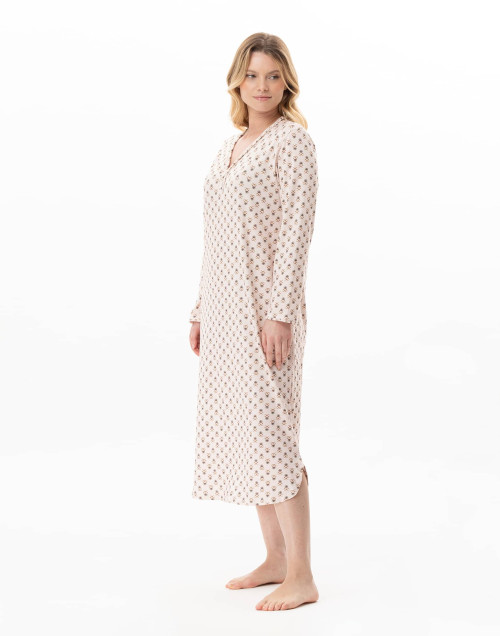 Modal cotton long nightdress TEA TIME Multicolor | Lingerie le Chat