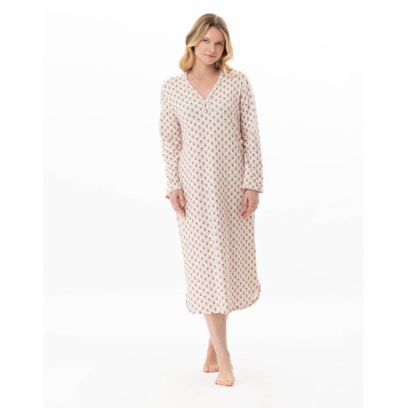 Modal cotton long nightdress TEA TIME Multicolor | Lingerie le Chat
