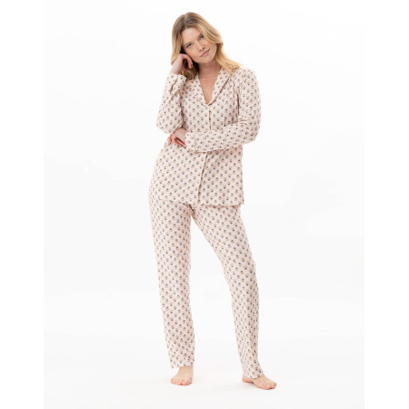Modal cotton button-down pyjamas TEA TIME Multicolor | Lingerie le Chat